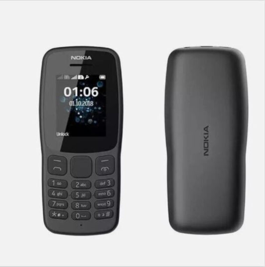 Nokia 106 all carriers Dual Sim 2019 Dark With LED Torch - FM Radio - Big Button Phone (Refurbished)